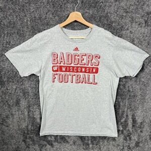 Wisconsin Badgers Football Adidas The Go To Tee Men's Size Large Gray T-shirt